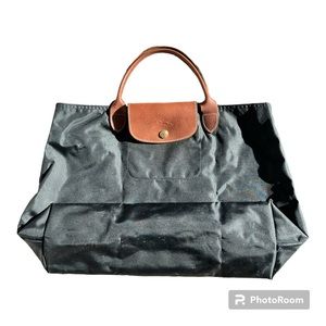 Longchamp Le Pliage Cabas Modele Depose - black short handle tote
